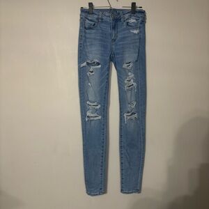 American Eagle Outfitters Light Blue Distressed Skinny Jeans